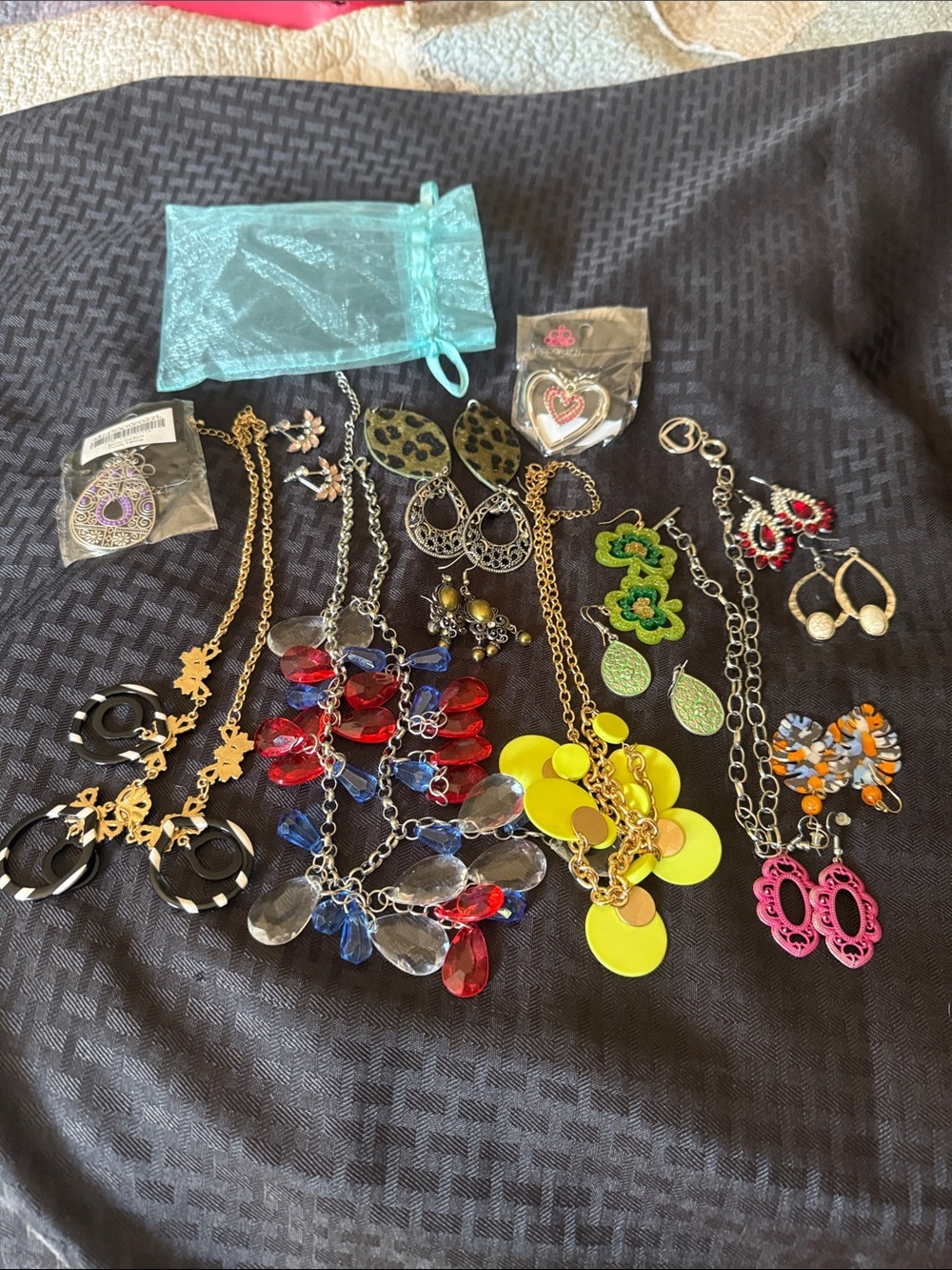 Mixed Fashion Jewelry Lot - Bright Multicolor Earrings & Necklaces